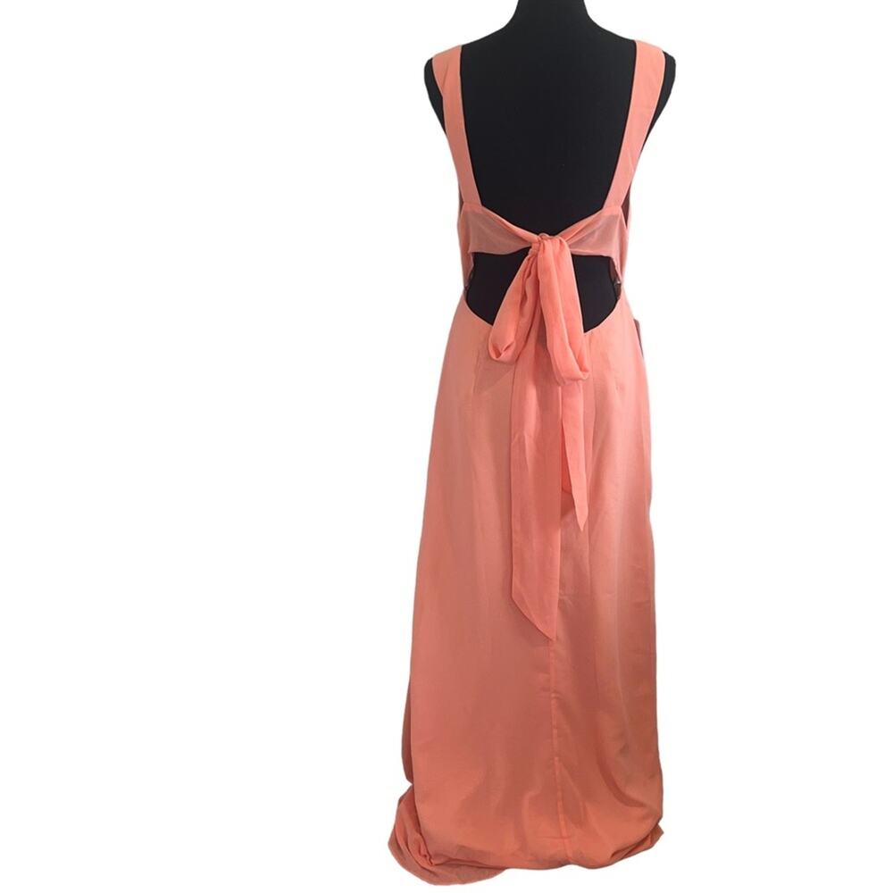 NWT Azazie Long Bridesmaid Dress Chiffon Criss Cross Tie Cut Off Back 6 - Picture 4 of 11